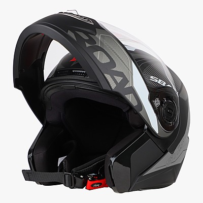 STEELBIRD SBA-7 ISS ROAD MATT BLACK/GREY C/V (XL)