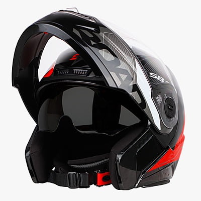 STEELBIRD SBA-7 ISS ROAD GLOSSY BLACK/RED C/V (L)