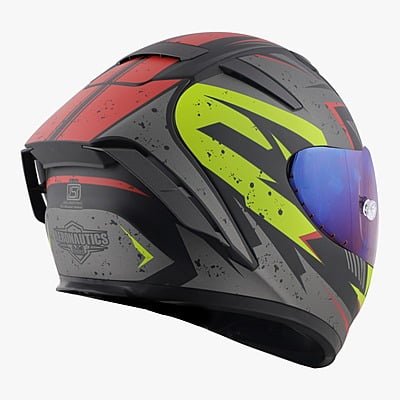 STEELBIRD SA-2 BREEZER GLOSSY BLACK/GREY C/V 600 MM WITH EXTRA VISOR (SH)