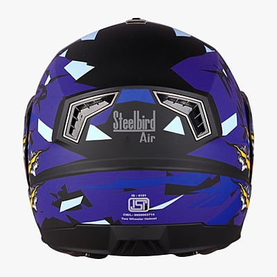 STEELBIRD SBA-7 ISS WINNER MATT BLACK/FLUO BLUE C/V (L)