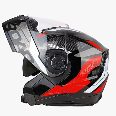STEELBIRD SBA-7 ISS ROAD GLOSSY BLACK/RED C/V (L)