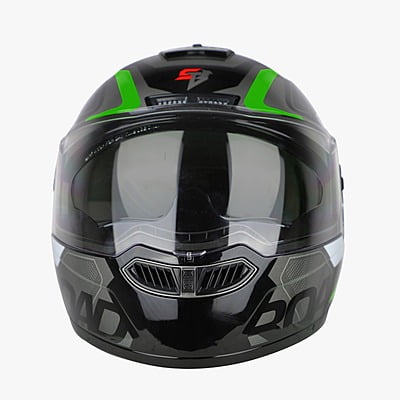 STEELBIRD SBA-7 ISS ROAD MATT BLACK/GREEN C/V (L)