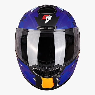 STEELBIRD SBA-7 ISS WINNER MATT BLACK/FLUO BLUE C/V (M)
