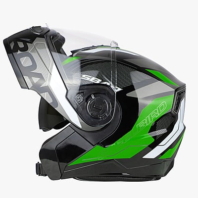 STEELBIRD SBA-7 ISS ROAD MATT BLACK/GREEN C/V (L)