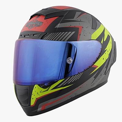 STEELBIRD SA-2 BREEZER GLOSSY BLACK/GREY C/V 600 MM WITH EXTRA VISOR (SH)