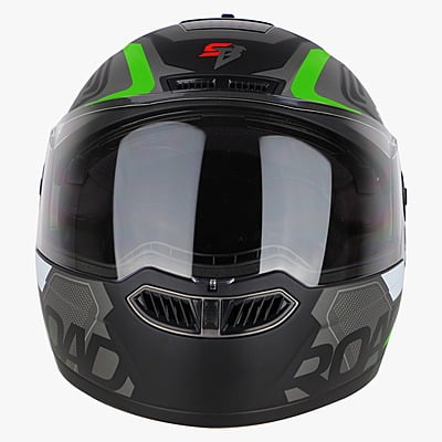 STEELBIRD SBA-7 ROAD GLOSSY BLACK/GREEN C/V (M)