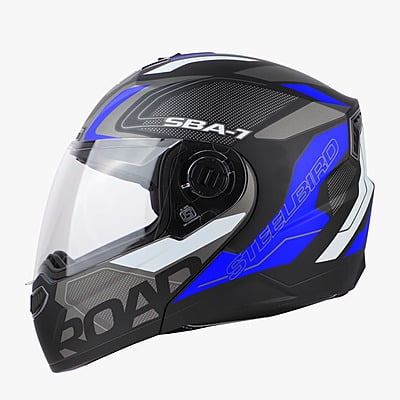 STEELBIRD SBA-7 ROAD MATT BLACK/BLUE C/V (M)