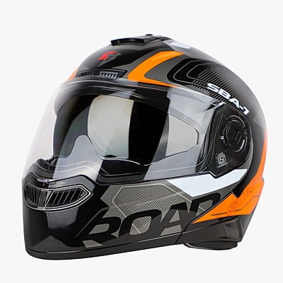 STEELBIRD SBA-7 ISS ROAD MATT BLACK/ORANGE C/V (L)