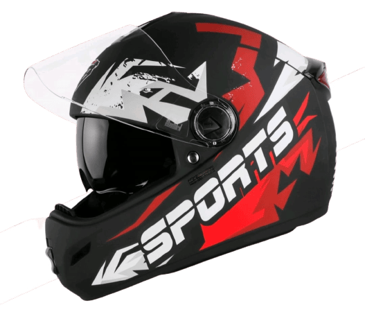 STEELBIRD SBH-34 ROX ISS R SPORTS GLOSSY BLACK/RED C/V 600 MM (L)