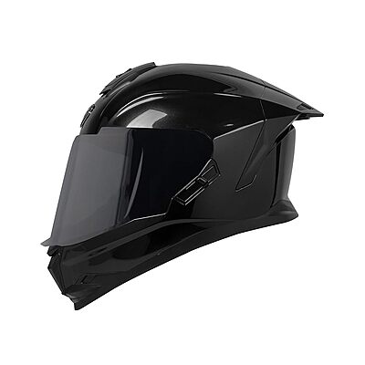 STEELBIRD SBH-57 ISS FIGHTER GLOSSY BLACK C/V 620 WITH EXTRA SMOKE VISOR