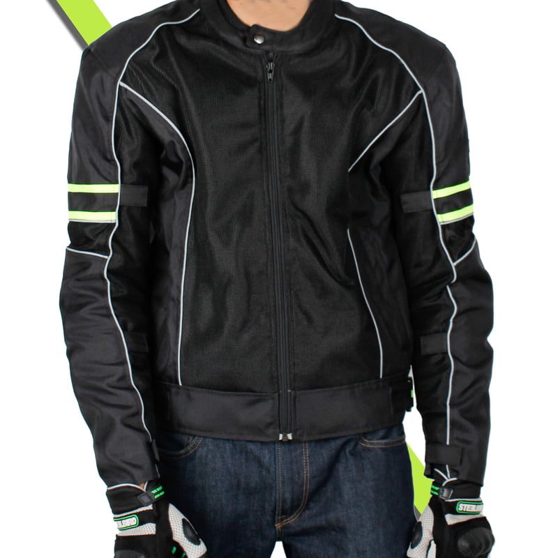 STEELBIRD CITY COMMUTER BIKERS JACKET BLACK/NEON (L)