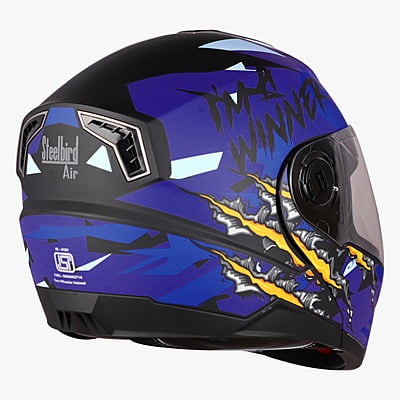 STEELBIRD SBA-7 ISS WINNER MATT BLACK/FLUO BLUE C/V (L)