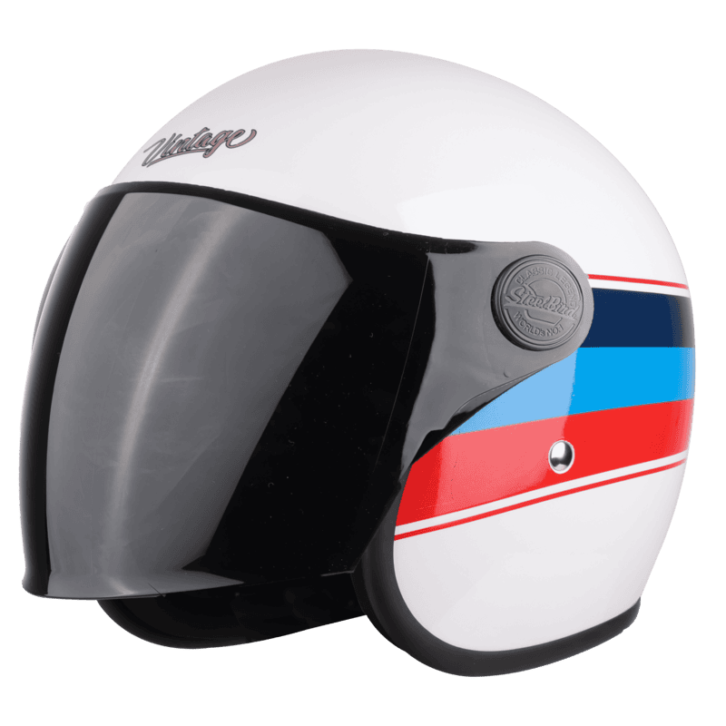 STEELBIRD SBH-56 VINTAGE S1 MATT WHITE/RED C/V 580 MM (LONG VISOR)