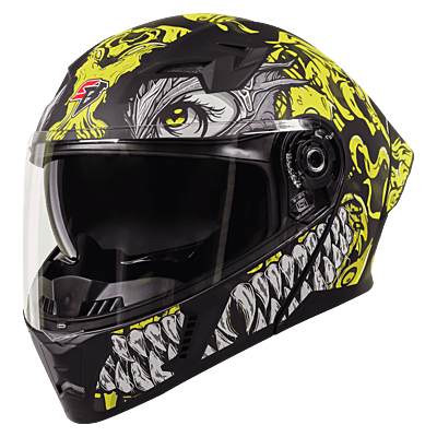 STEELBIRD SBA-20 ISS DRACO MATT BLACK/NEON C/V 600 MM WITH EXTRA SMOKE VISOR