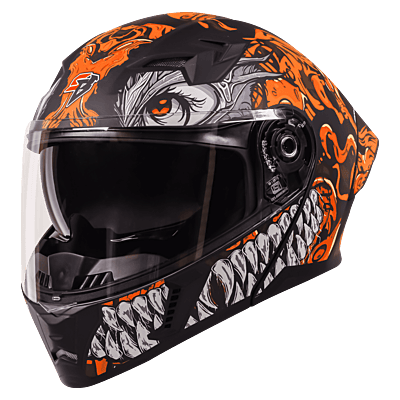 STEELBIRD SBA-20 ISS DRACO GLOSSY BLACK/ORANGE C/V 580 MM WITH EXTRA SMOKE VISOR