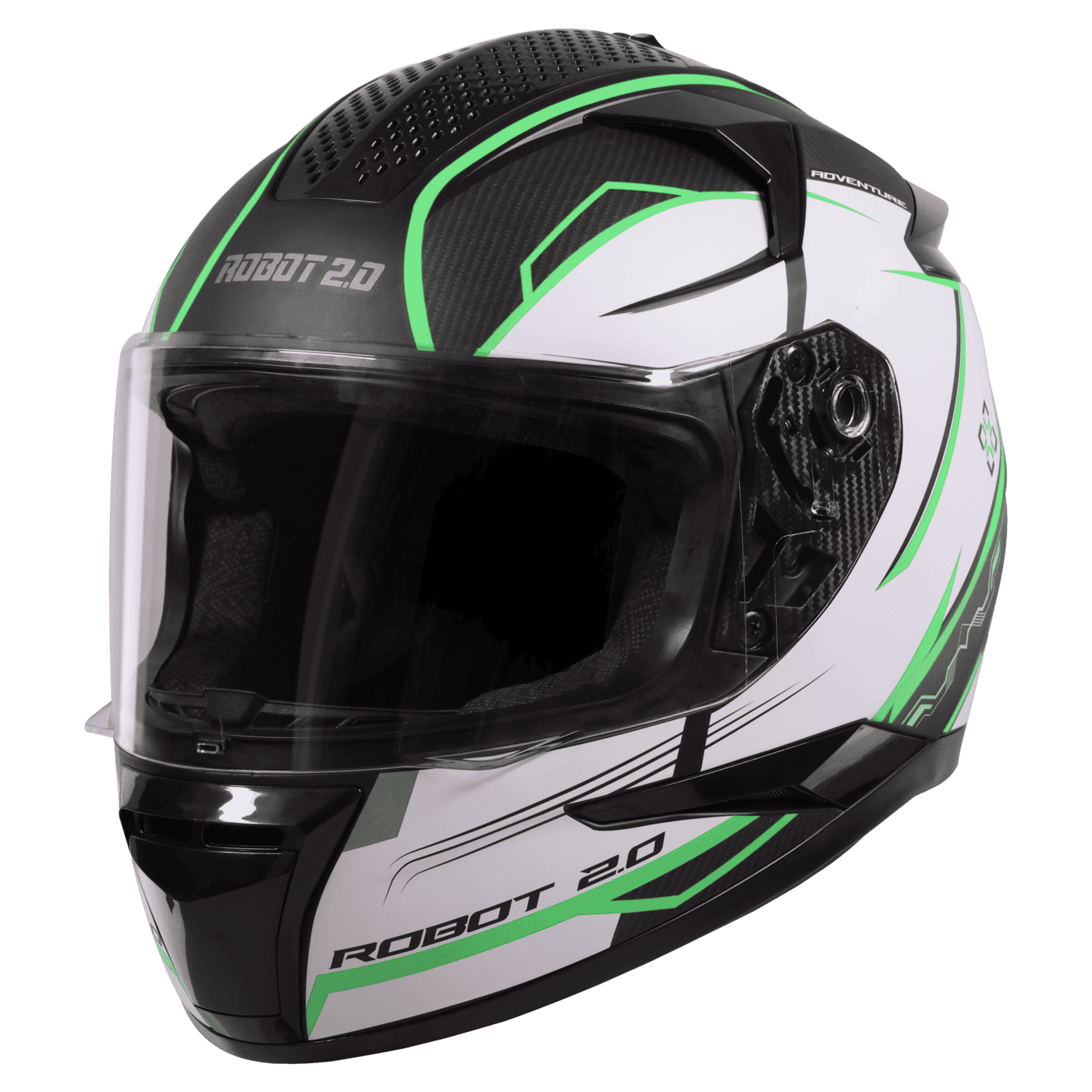 STEELBIRD SBH-35 DOT ROBOT 2.0 ADVENTURE GLOSSY BLACK/GREEN C/V (L