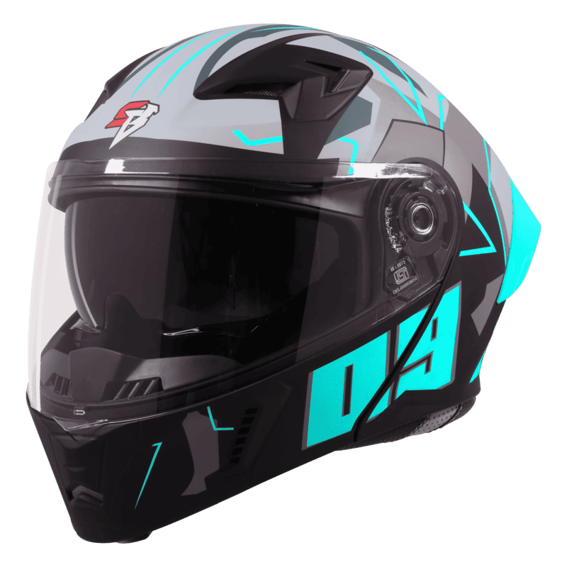 STEELBIRD SBA-20 ISS 09 MATT BLACK/JAZZ BLUE C/V 600 MM WITH EXTRA SMOKE VISOR