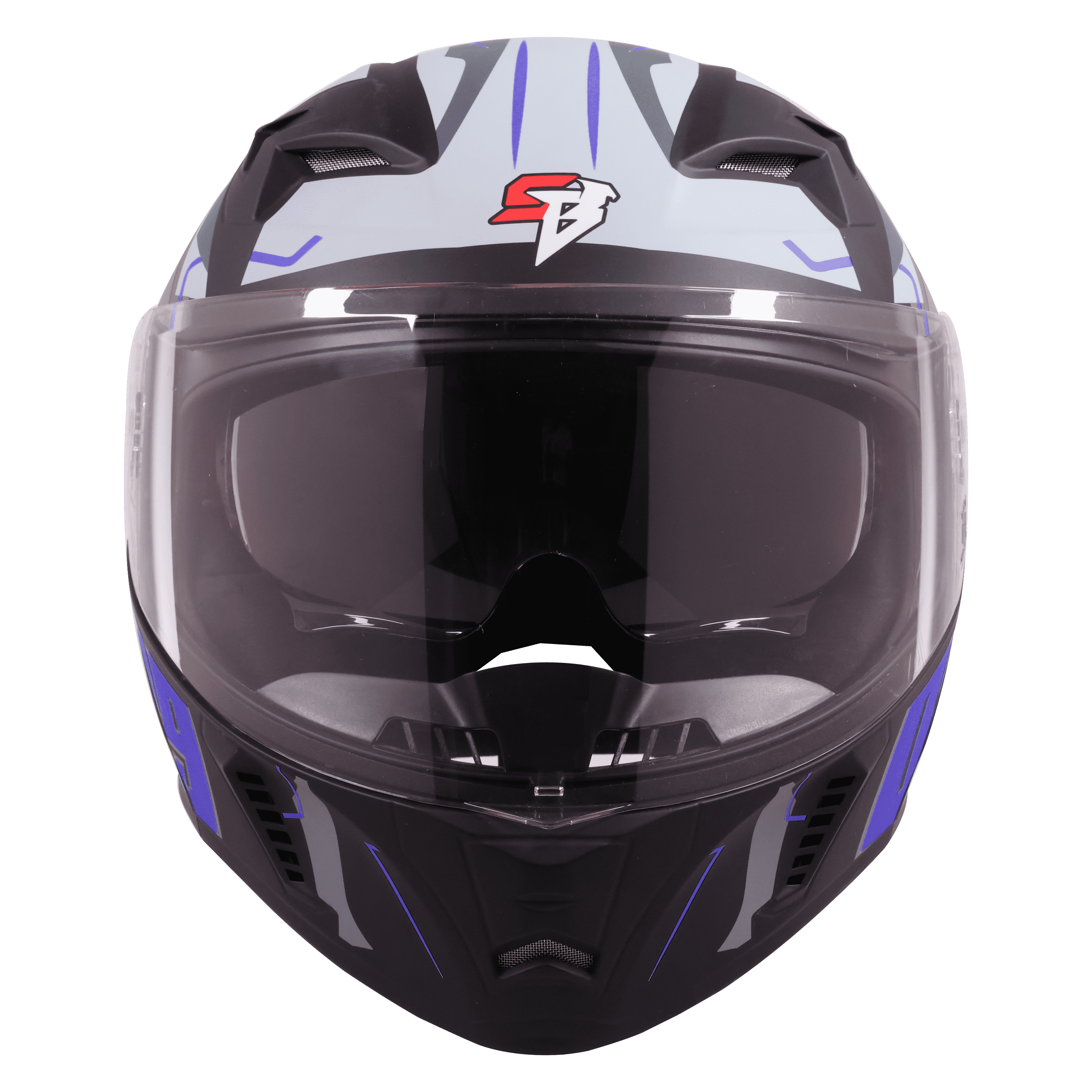 STEELBIRD SBA-20 ISS 09 MATT BLACK/BLUE C/V 600 MM WITH EXTRA SMOKE VISOR