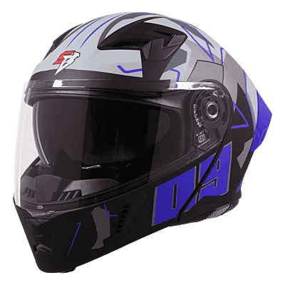 STEELBIRD SBA-20 ISS 09 MATT BLACK/BLUE C/V 600 MM WITH EXTRA SMOKE VISOR