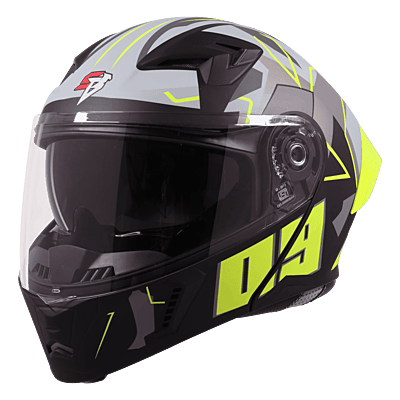 STEELBIRD SBA-20 ISS 09 GLOSSY BLACK/NEON C/V 600 MM WITH EXTRA SMOKE VISOR