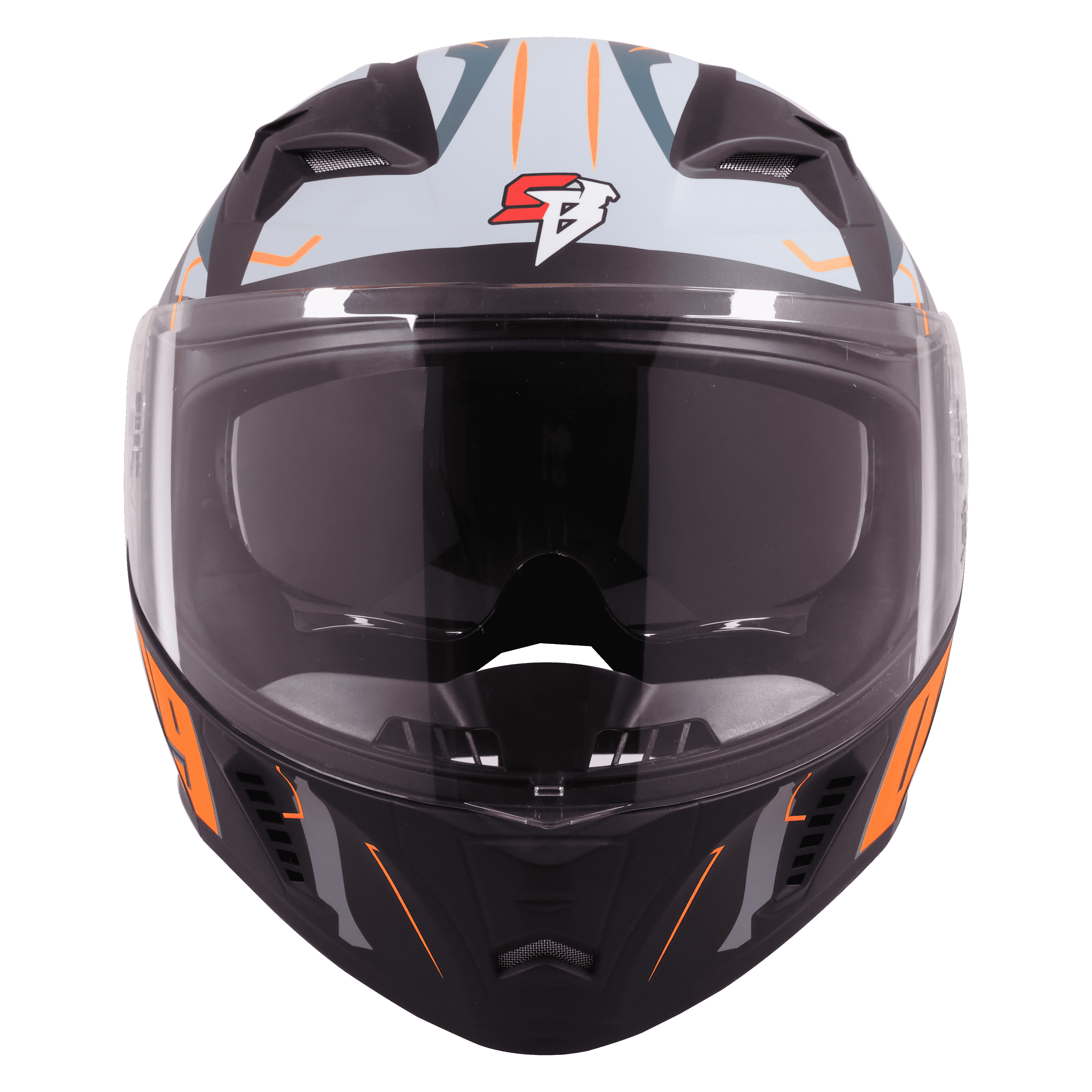 STEELBIRD SBA-20 ISS 09 MATT BLACK/ORANGE C/V 580 MM WITH EXTRA SMOKE VISOR
