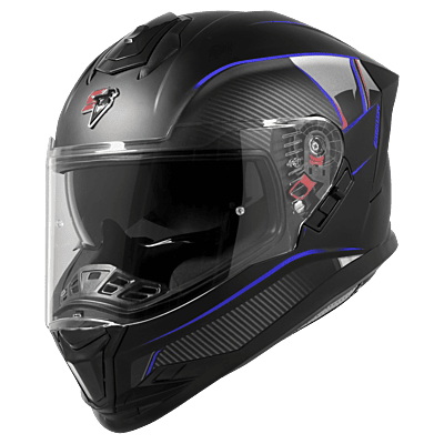 STEELBIRD SBH-57 ISS FIGHTER F1 GLOSSY BLACK/BLUE C/V 600MM WITH EXTRA SMOKE VISOR