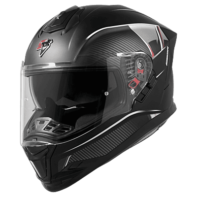 STEELBIRD SBH-57 ISS FIGHTER F1 GLOSSY BLACK/WHITE C/V 580MM WITH EXTRA SMOKE VISOR