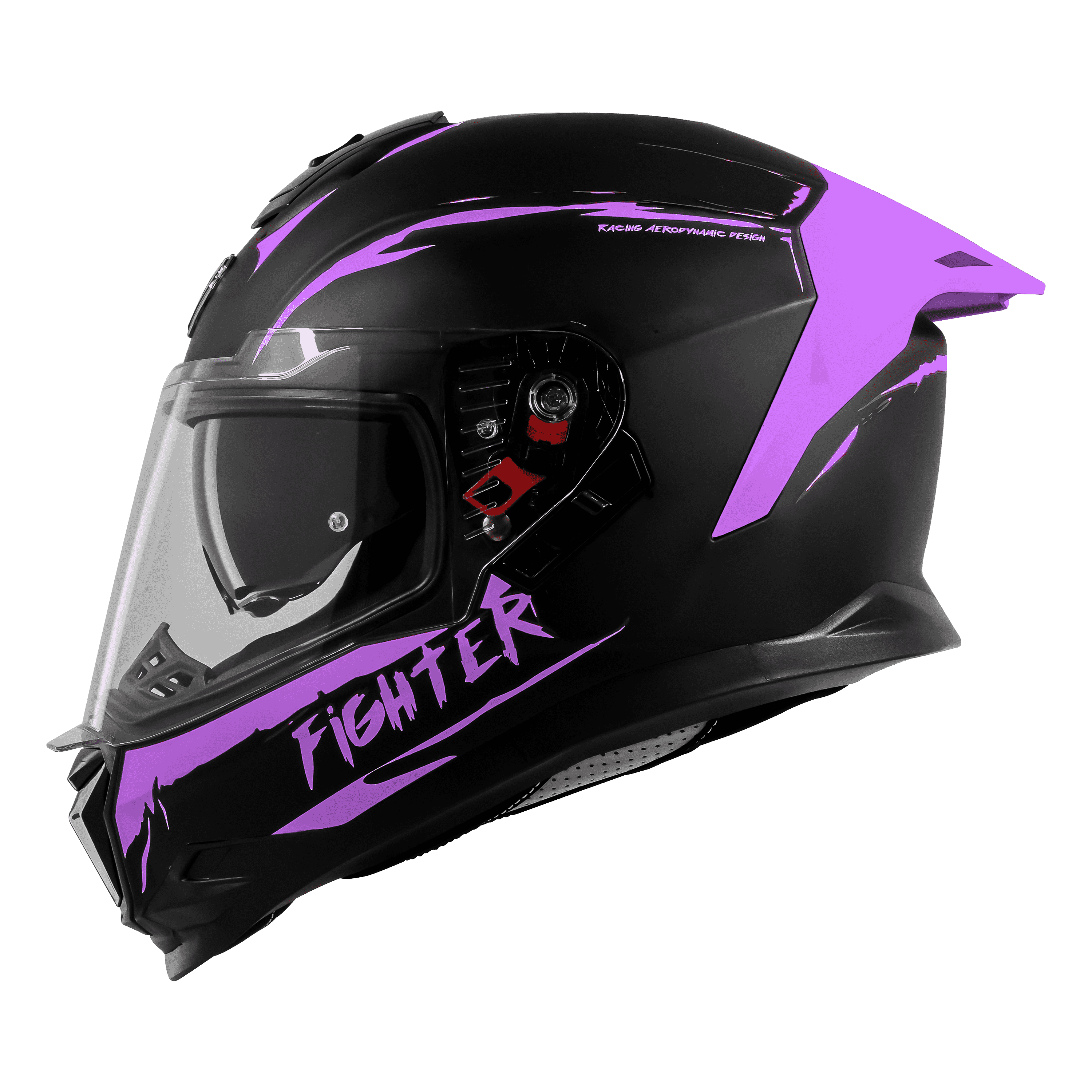 STEELBIRD SBH-57 ISS FIGHTER F2 GLOSSY BLACK/PURPLE C/V 620MM WITH EXTRA SMOKE VISOR+PURPLE SPOILER