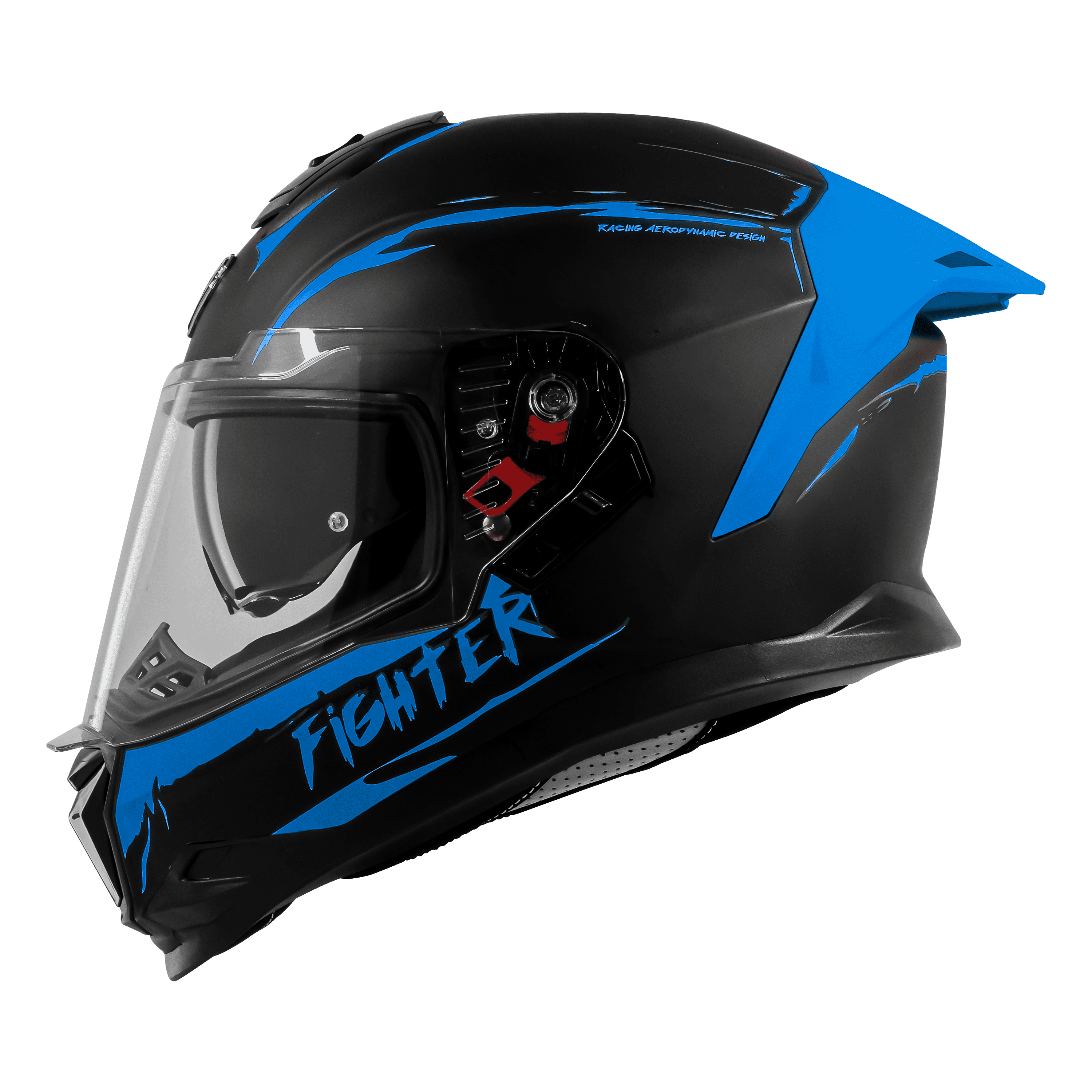 STEELBIRD SBH-57 ISS FIGHTER F2 GLOSSY BLACK/BLUE C/V 600MM WITH EXTRA SMOKE VISOR+BLUE SPOILER