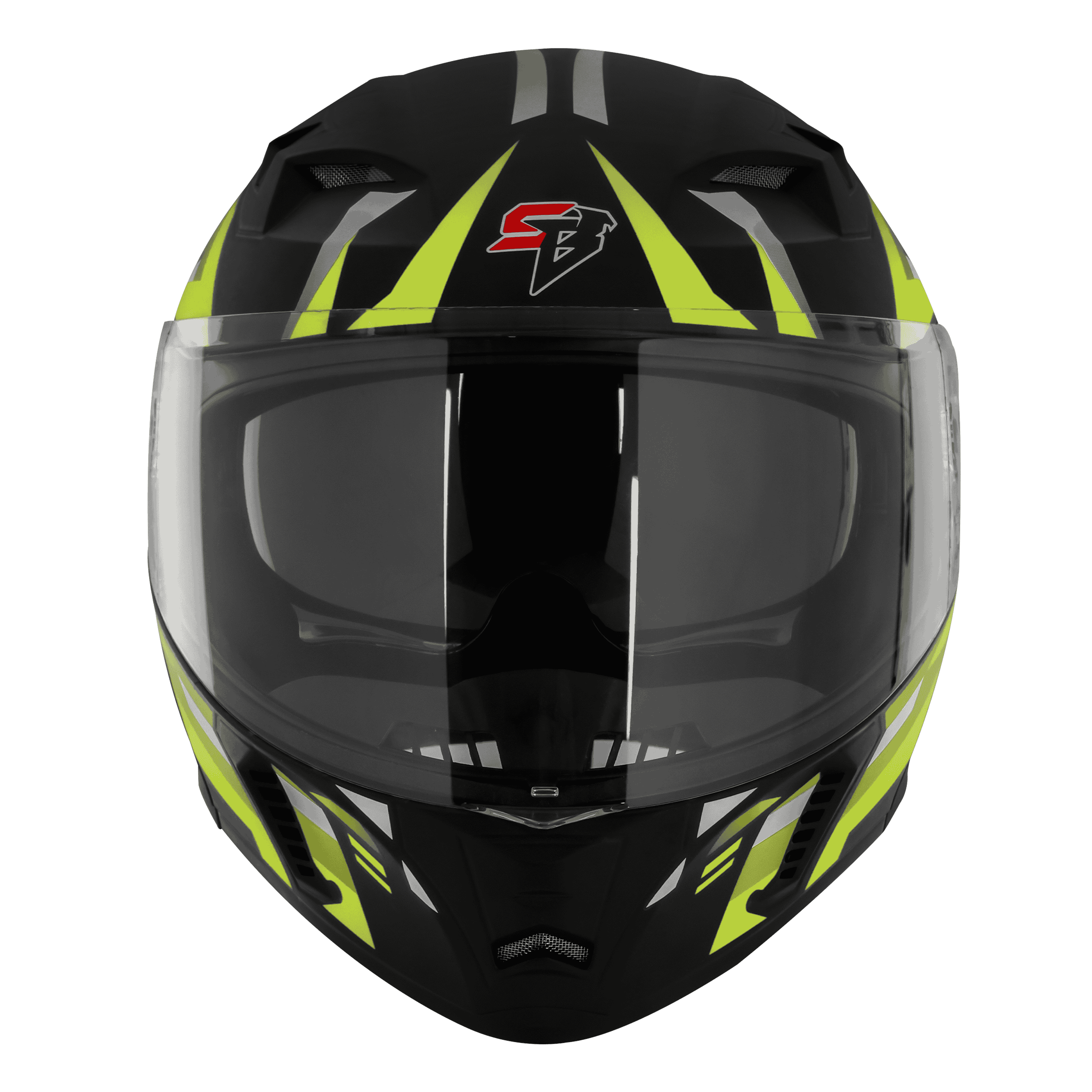 STEELBIRD SBA-20 ISS SHIELD X GLOSSY BLACK/NEON C/V 600 MM WITH EXTRA SMOKE VISOR