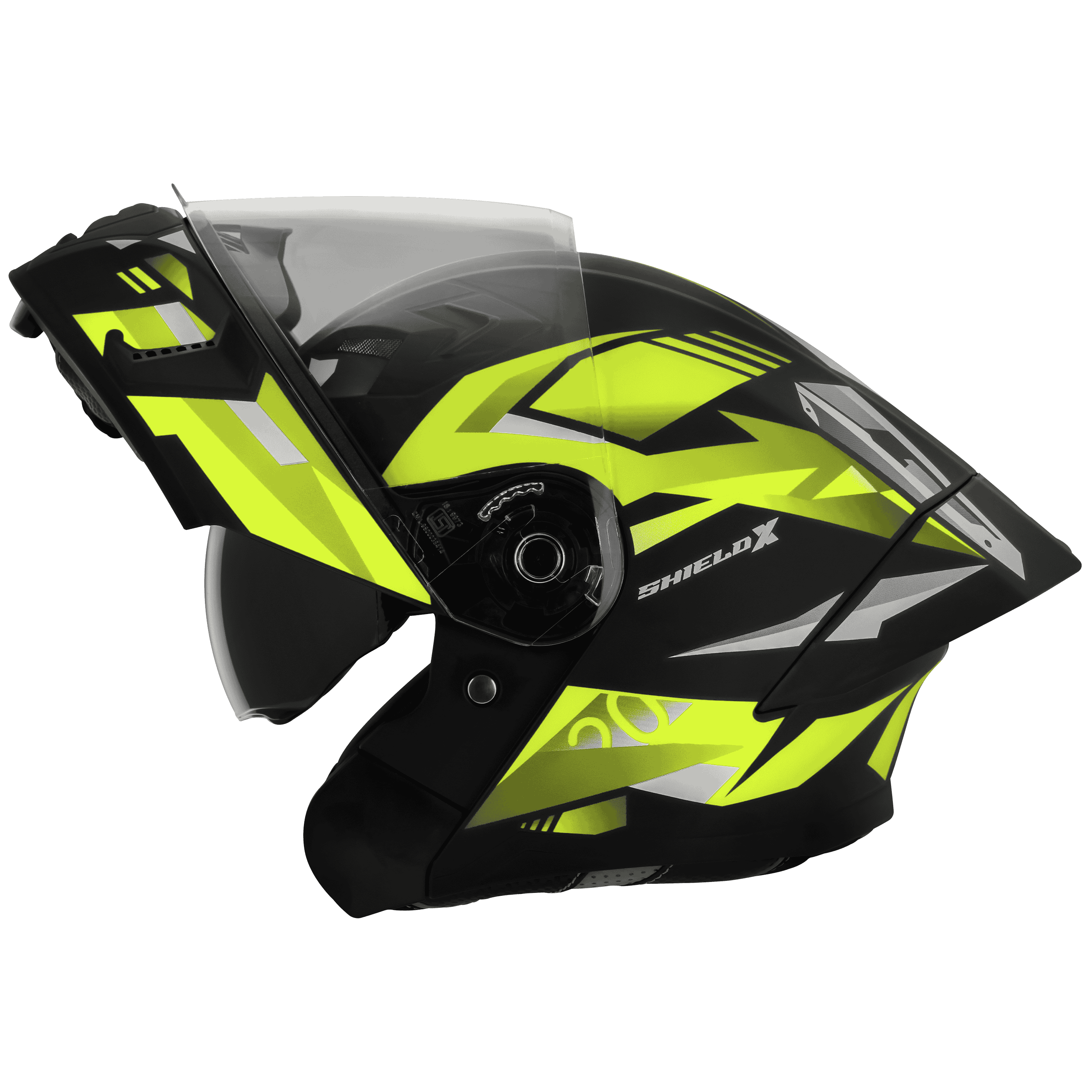 STEELBIRD SBA-20 ISS SHIELD X GLOSSY BLACK/NEON C/V 580 MM WITH EXTRA SMOKE VISOR