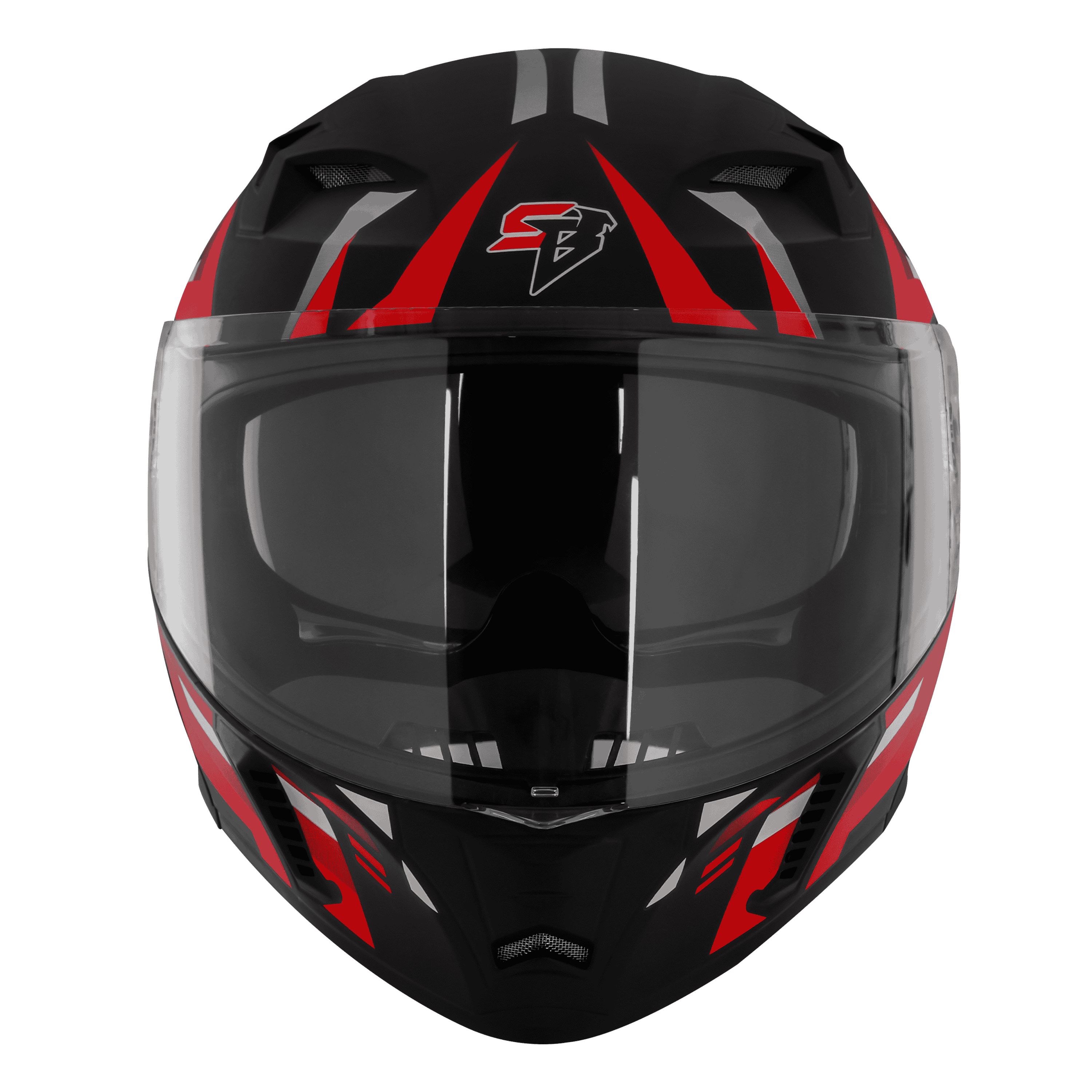 STEELBIRD SBA-20 ISS SHIELD X MATT BLACK/RED C/V 600 MM WITH EXTRA SMOKE VISOR