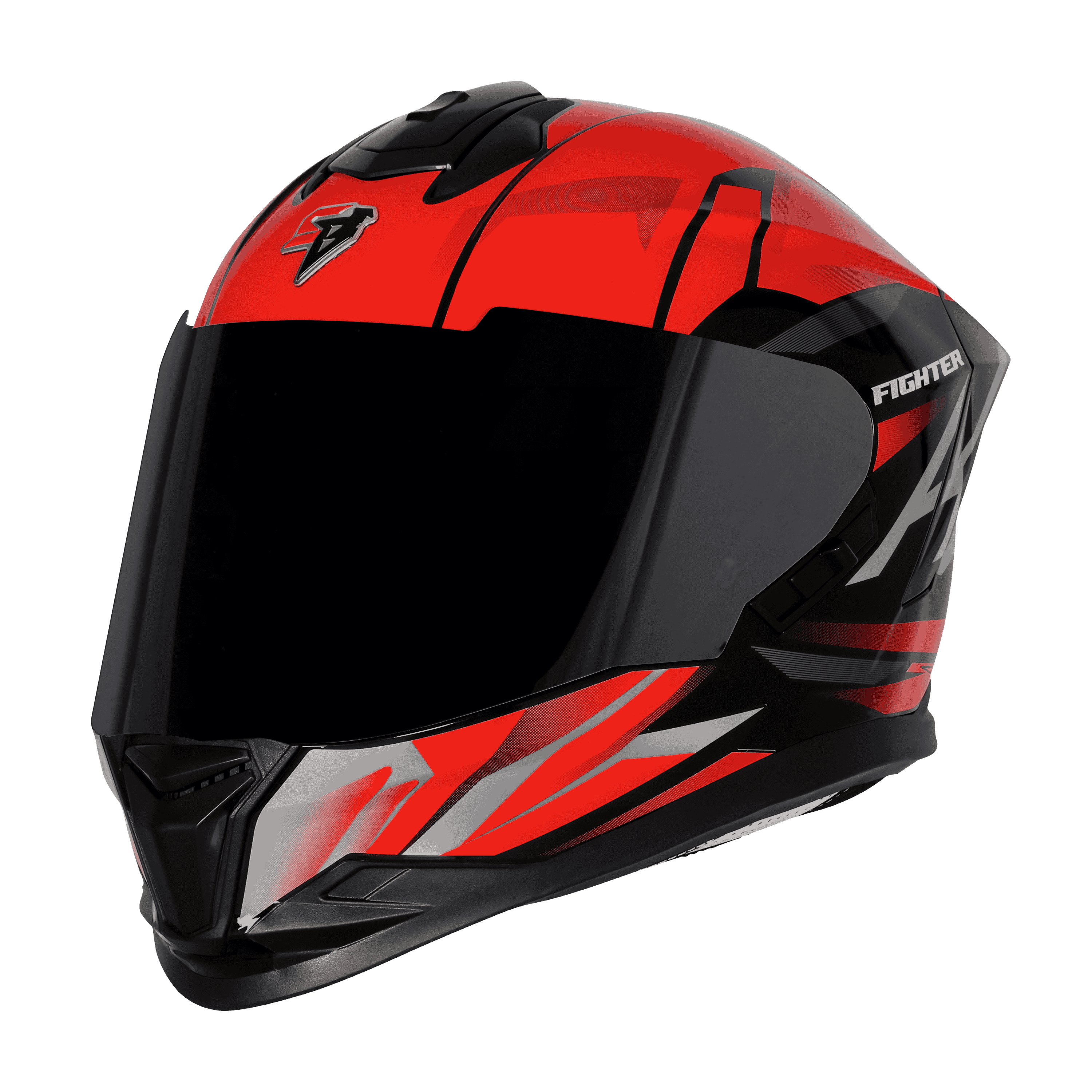 STEELBIRD SBH-57 ISS FIGHTER F4 GLOSSY BLACK/RED C/V 600MM WITH EXTRA SMOKE VISOR