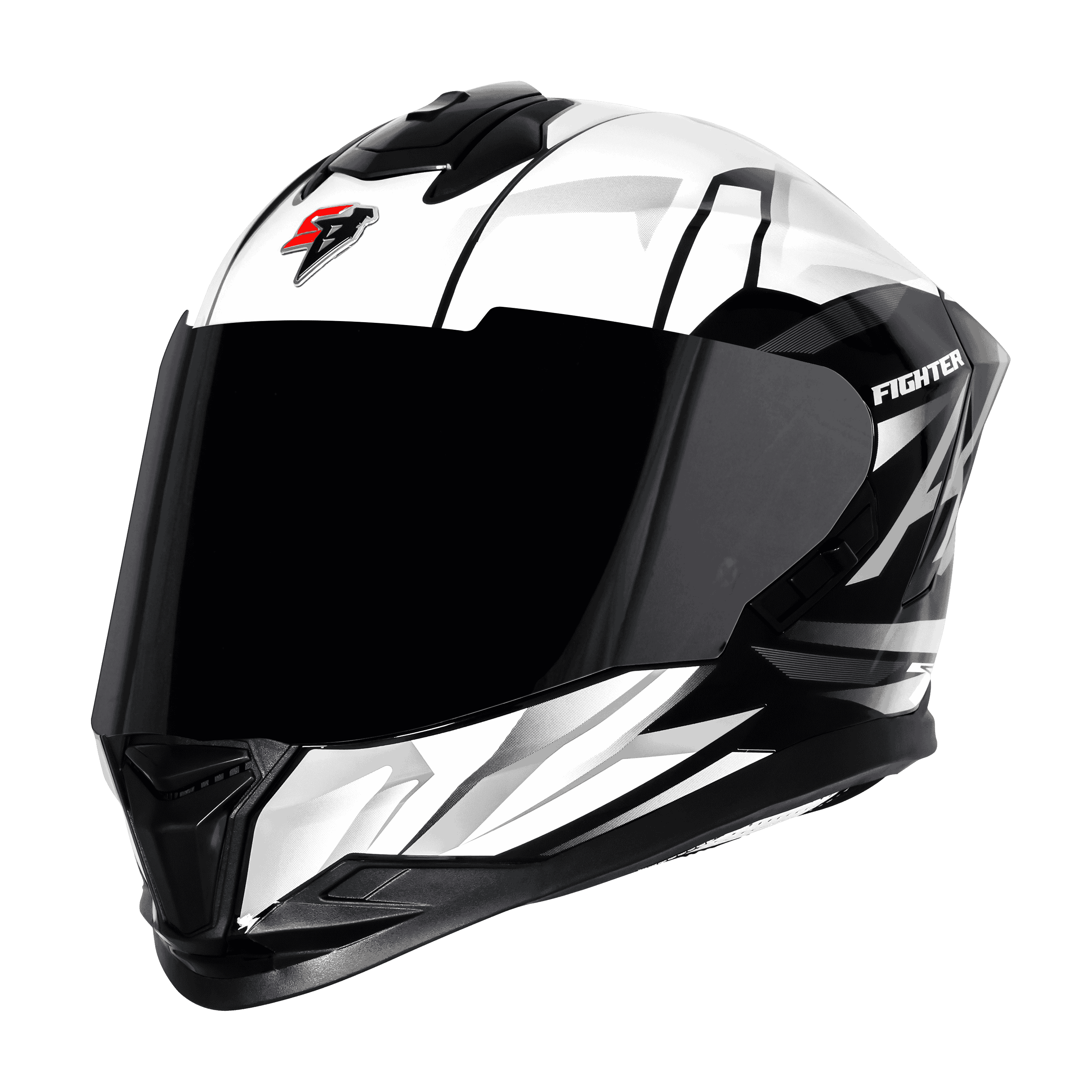 STEELBIRD SBH-57 ISS FIGHTER F4 MATT BLACK/WHITE C/V 600MM WITH EXTRA SMOKE VISOR