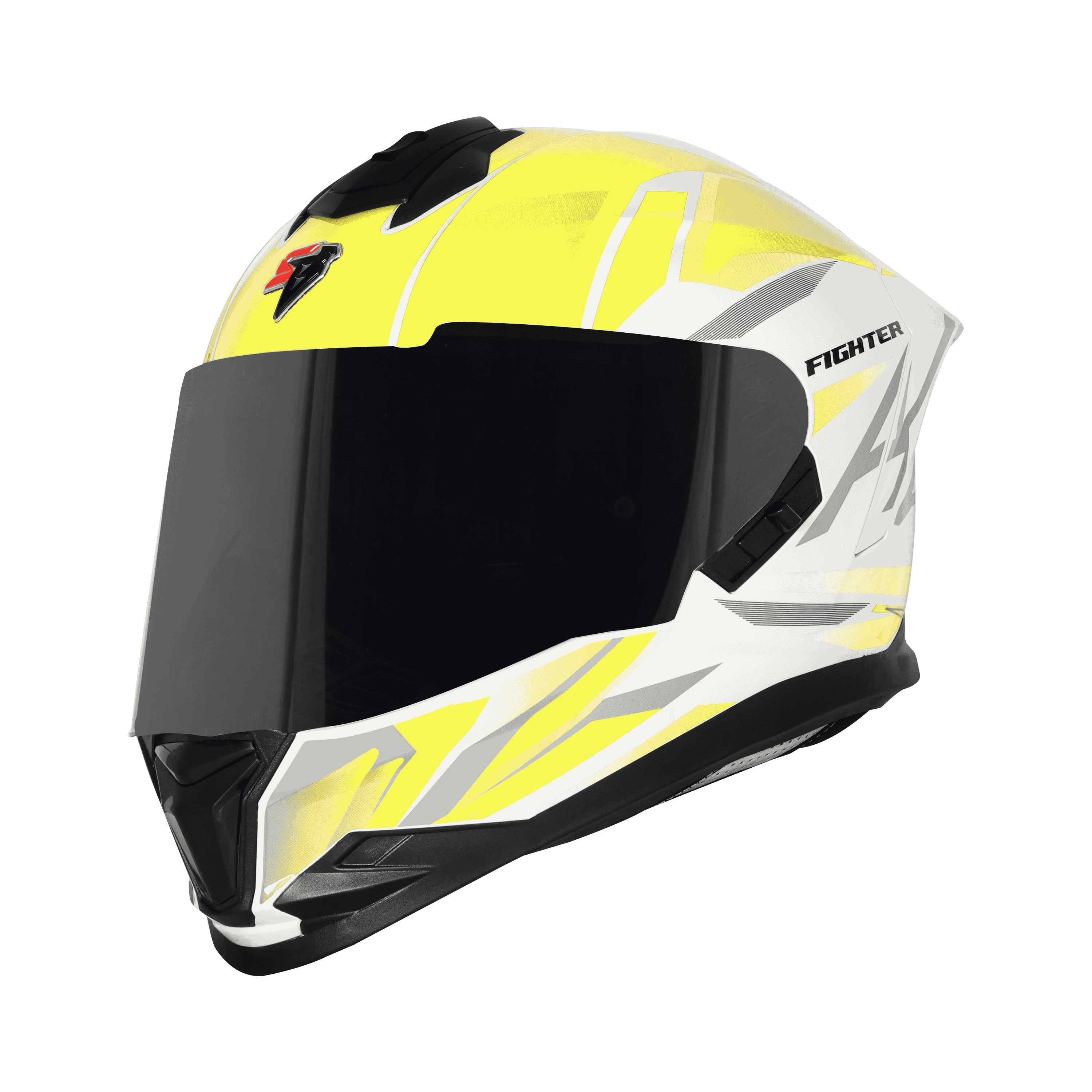 STEELBIRD SBH-57 ISS FIGHTER F4 GLOSSY WHITE/FL.YELLOW C/V 600MM WITH EXTRA SMOKE VISOR