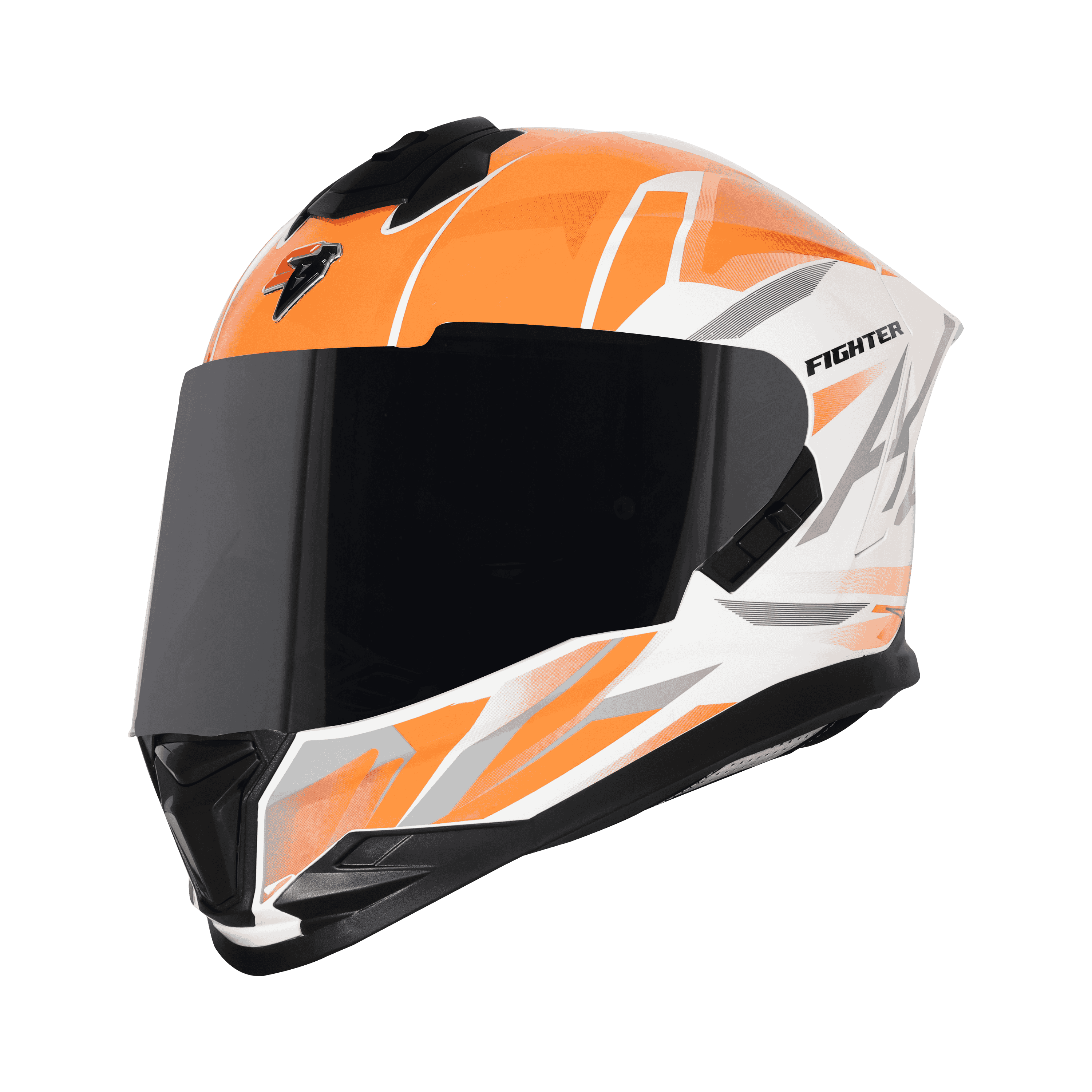 STEELBIRD SBH-57 ISS FIGHTER F4 GLOSSY WHITE/ORANGE C/V 600MM WITH EXTRA SMOKE VISOR