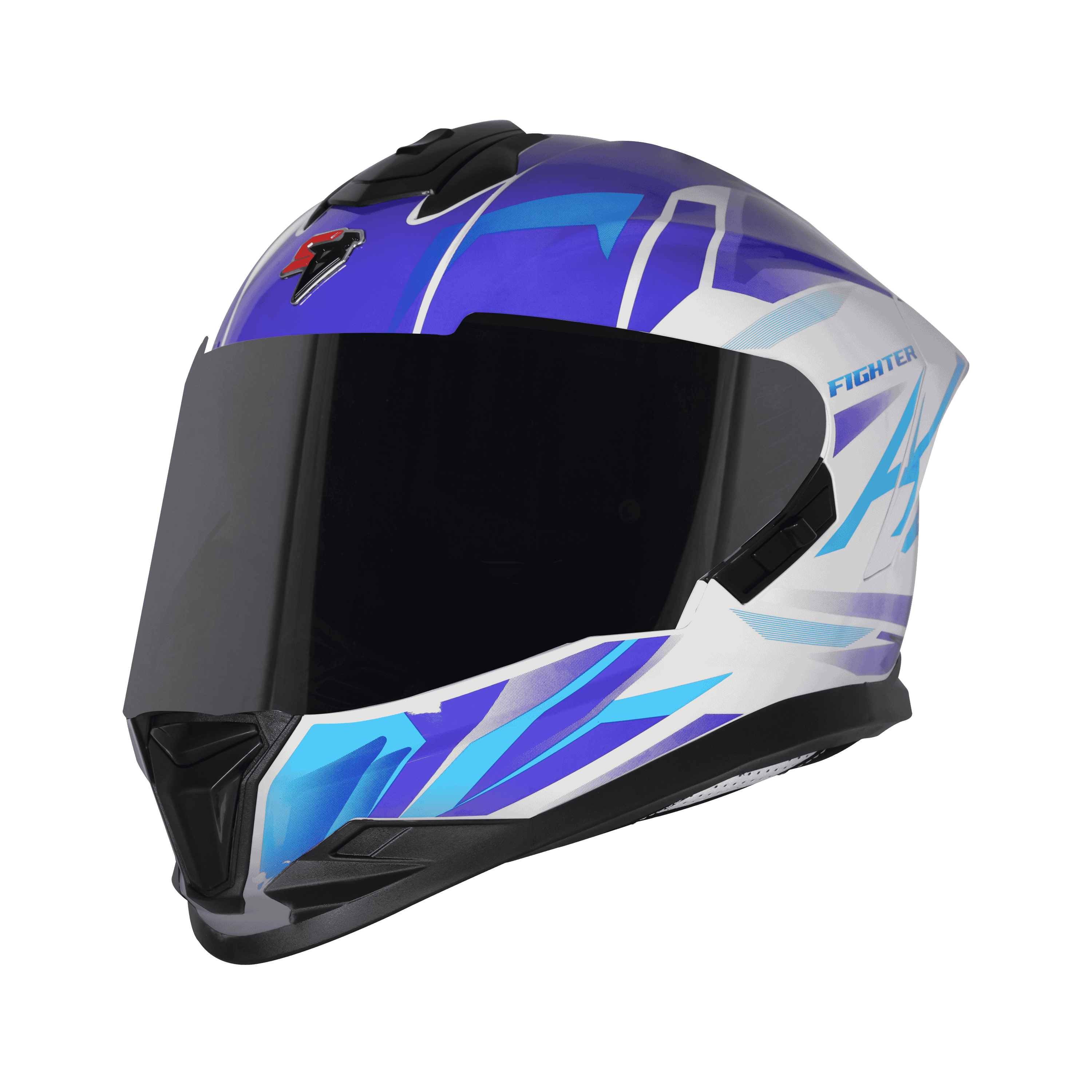 STEELBIRD SBH-57 ISS FIGHTER F4 GLOSSY WHITE/SKY BLUE C/V 600MM WITH EXTRA SMOKE VISOR
