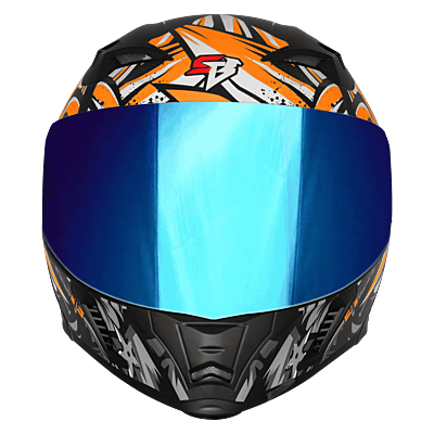 STEELBIRD SBA-20 ISS WARRIOR GLOSSY BLACK/ORANGE C/V 580 MM WITH EXTRA SMOKE VISOR, BLACK SPOILER