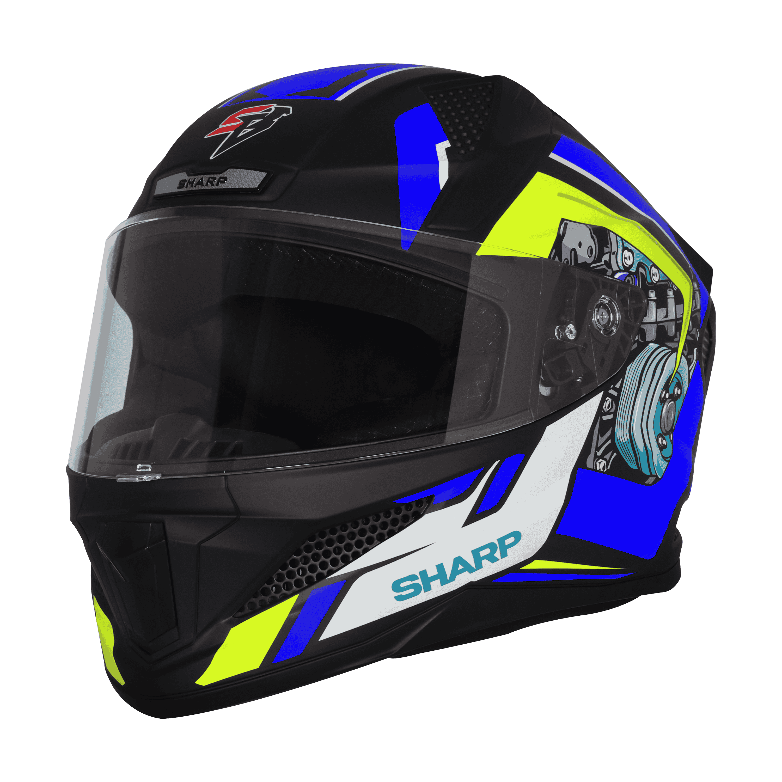 STEELBIRD SBH-25 SHARP SPIKY GLOSSY BLACK/BLUE C/V 580 MM