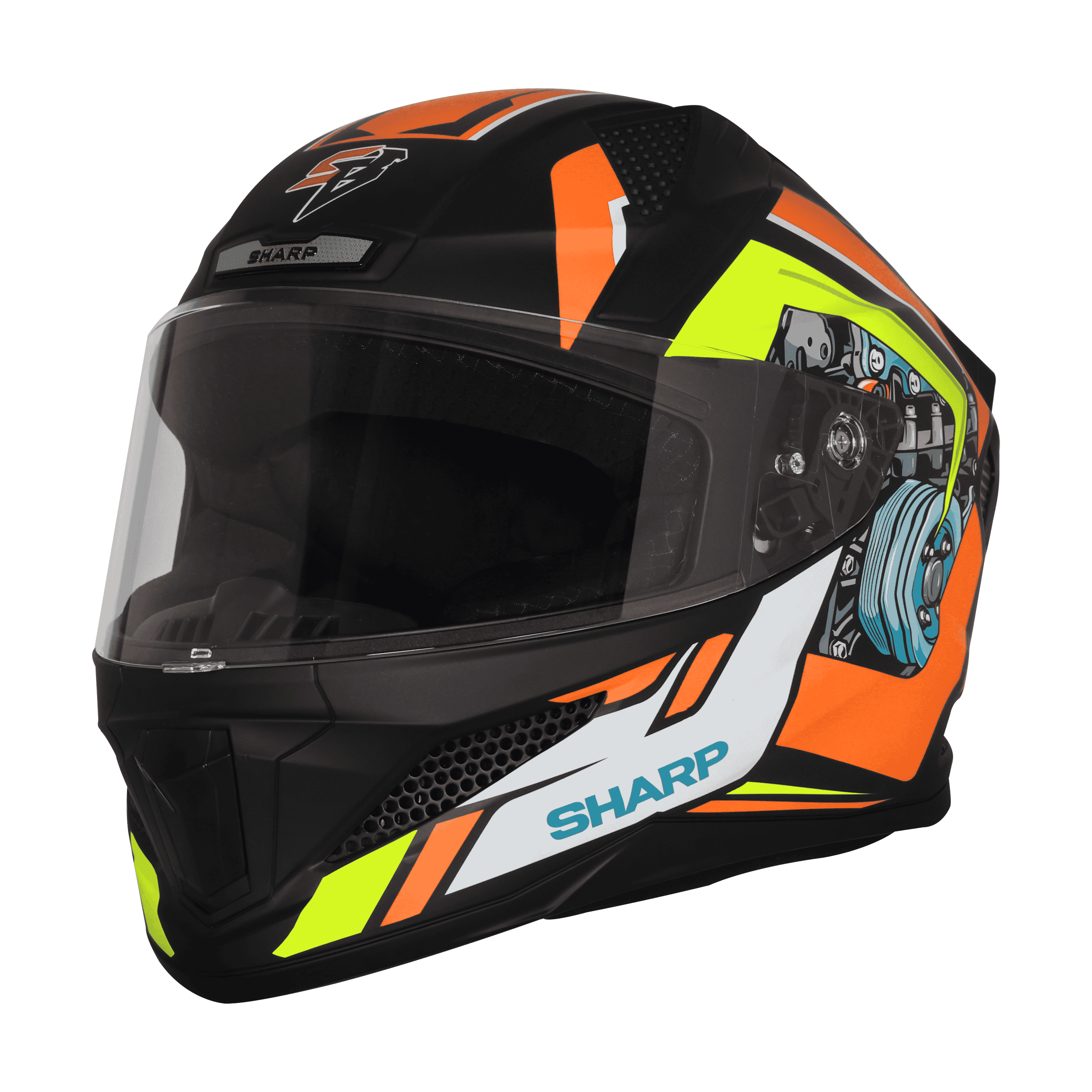 STEELBIRD SBH-25 SHARP SPIKY GLOSSY BLACK/ORANGE C/V 600 MM