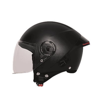 STEELBIRD SBH-64 ZIP RF DASHING BLACK C/V 580 MM WITH EXTRA FREE SMOKE VISOR