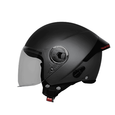 STEELBIRD SBH-64 ZIP RF GLOSSY BLACK C/V 600 MM WITH EXTRA FREE SMOKE VISOR