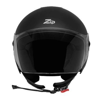 STEELBIRD SBH-64 ZIP RF GLOSSY BLACK C/V 580 MM WITH EXTRA FREE SMOKE VISOR