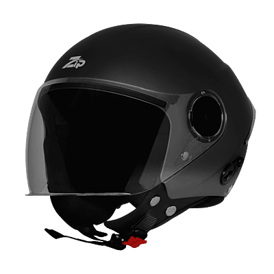 STEELBIRD SBH-64 ZIP RF GLOSSY BLACK C/V 580 MM WITH EXTRA FREE SMOKE VISOR