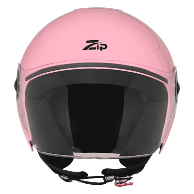 STEELBIRD SBH-64 ZIP RF GLOSSY BABY PINK C/V 600 MM WITH EXTRA FREE SMOKE VISOR