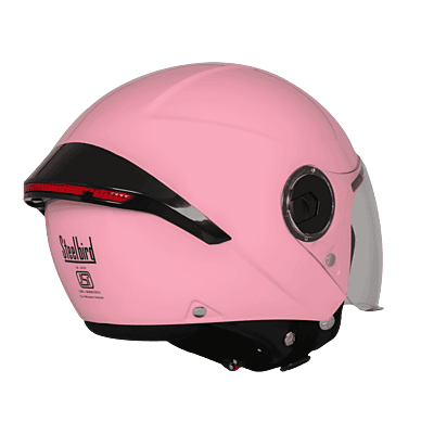 STEELBIRD SBH-64 ZIP RF GLOSSY BABY PINK C/V 600 MM WITH EXTRA FREE SMOKE VISOR