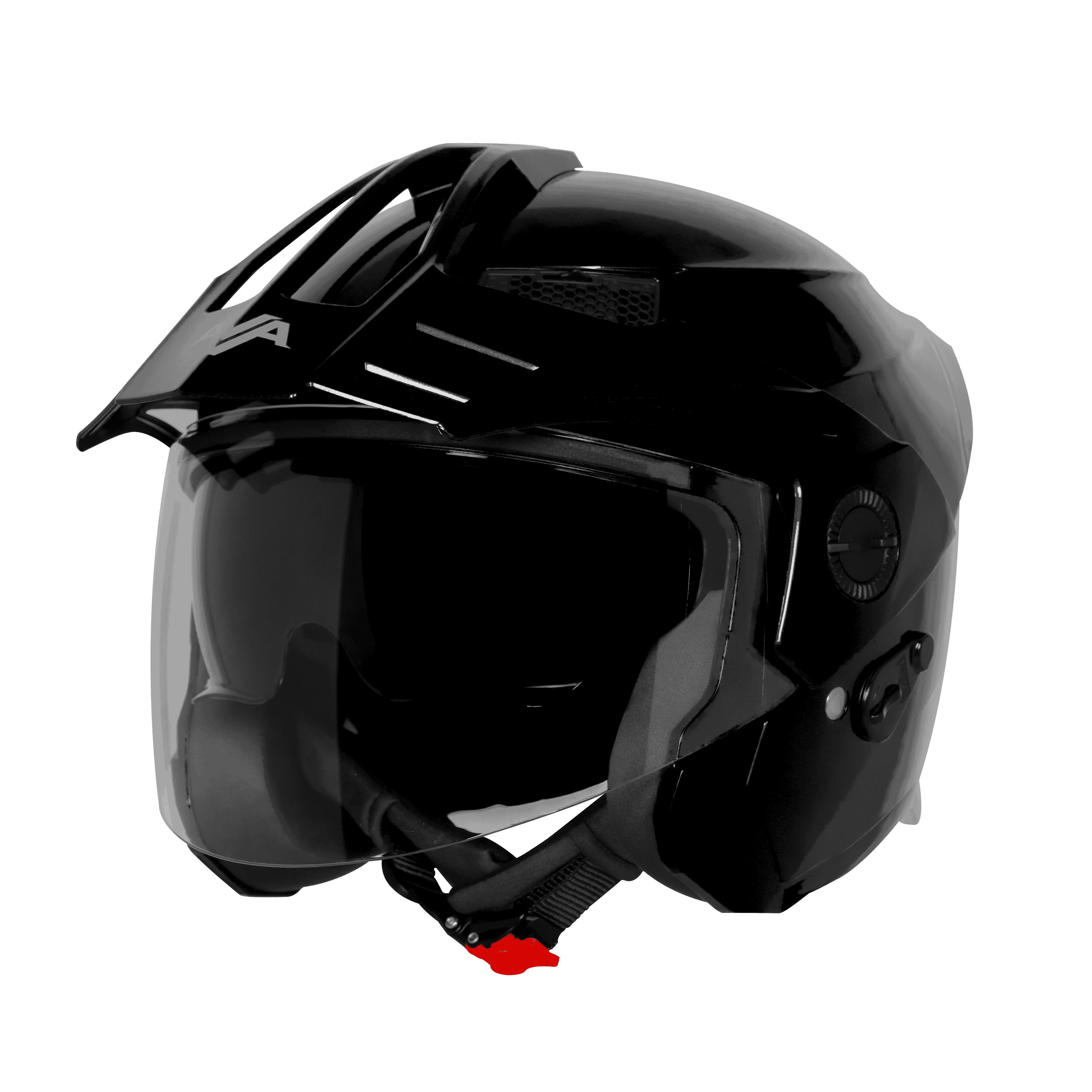 STEELBIRD SBH-23 ISS AVA GLOSSY BLACK WITH PEAK C/V (L)