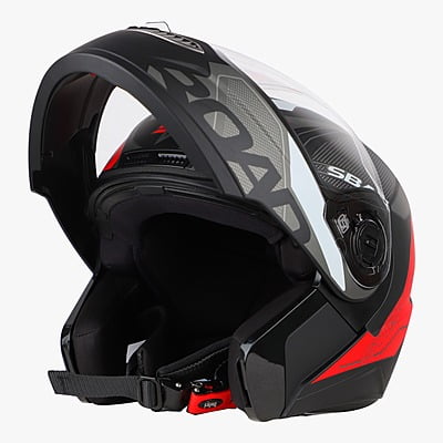 STEELBIRD SBA-7 ISS ROAD MATT BLACK/RED C/V (M)