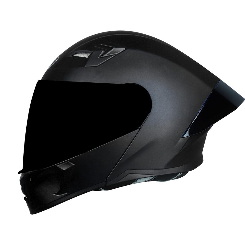 STEELBIRD SBA-20 ISS MATT BLACK C/V 580MM WITH EXTRA SMOKE VISOR, BLACK SPOILER