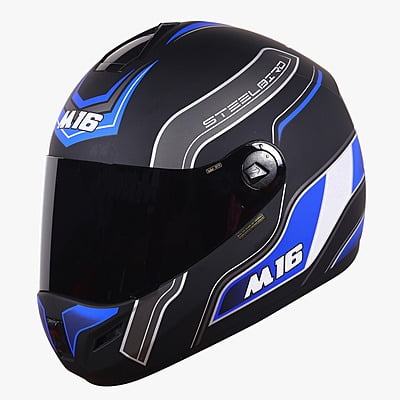 STEELBIRD M 16 ACTIVATE MAT BLACK BLUE 600MM